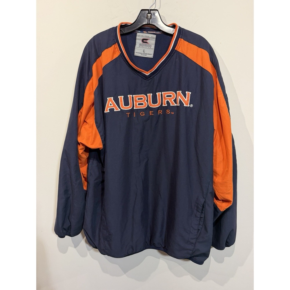 Vintage Auburn Tigers Mens L Blue Embroidered Windbreaker Track Pullover College